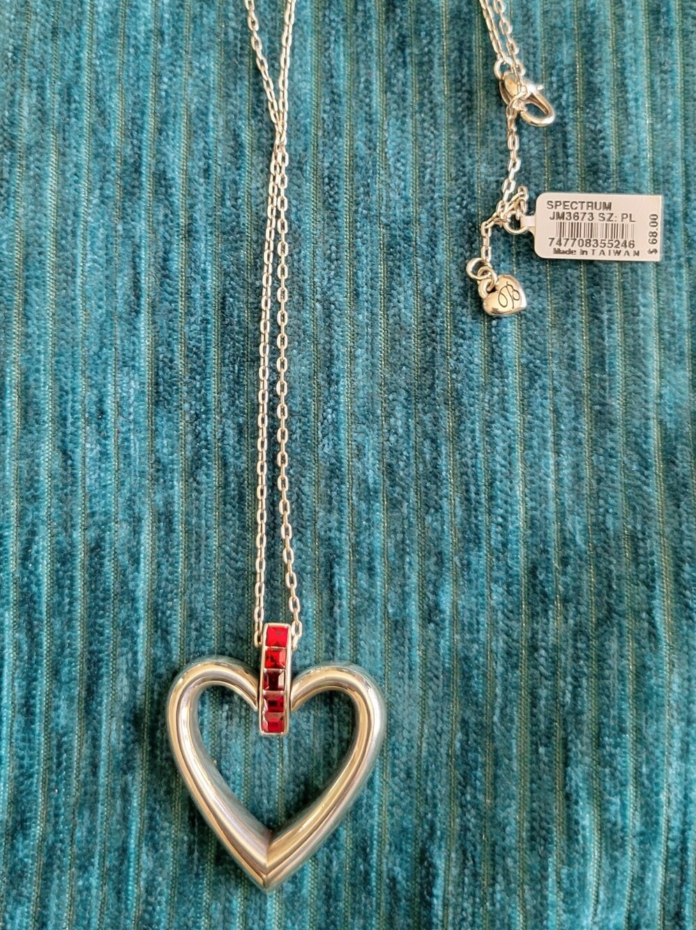 Brighton Spectrum Open Heart Pendant Necklace with Red Stones